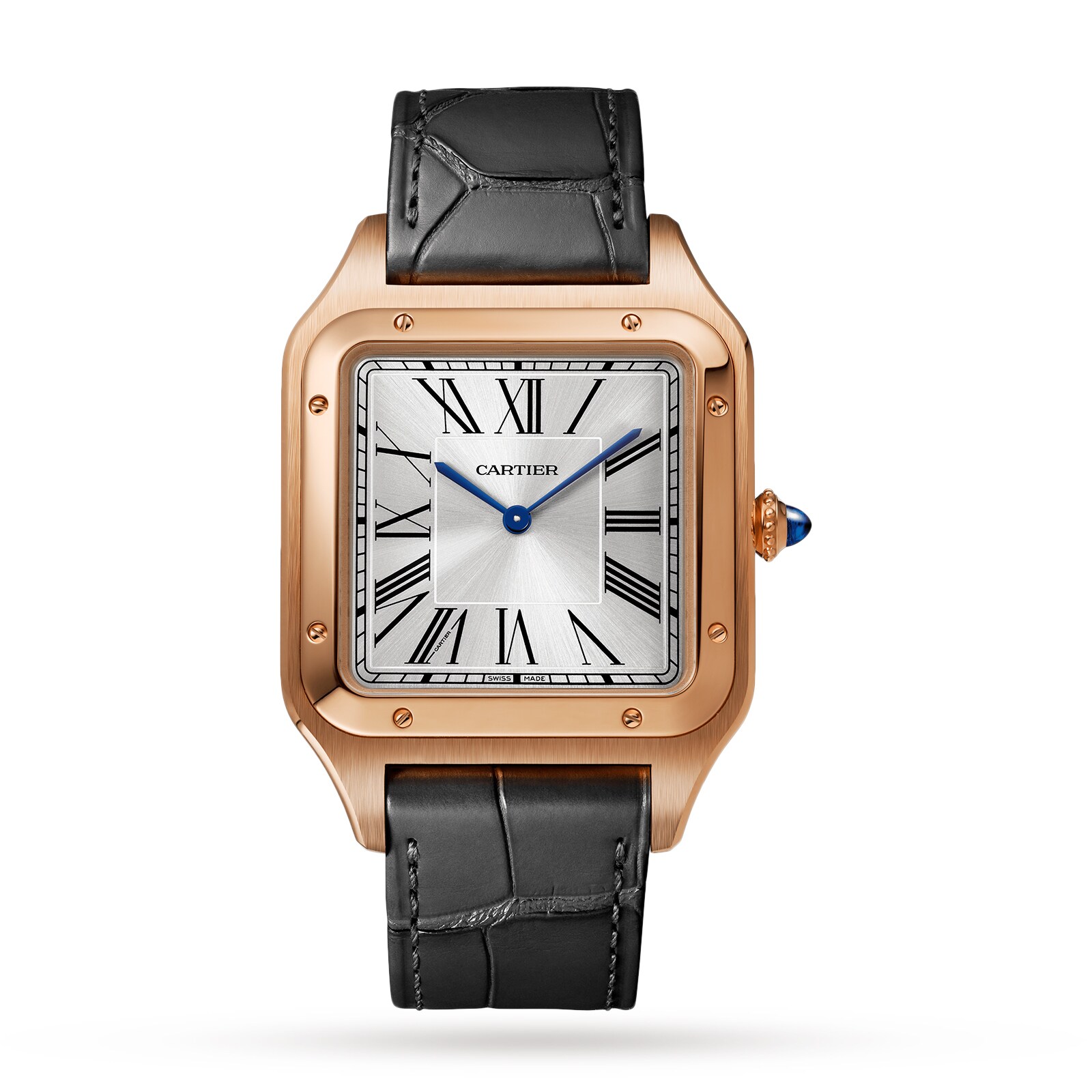 Cartier Santos-Dumont Watch Extra-Large Model, Rose Gold, Leather Strap