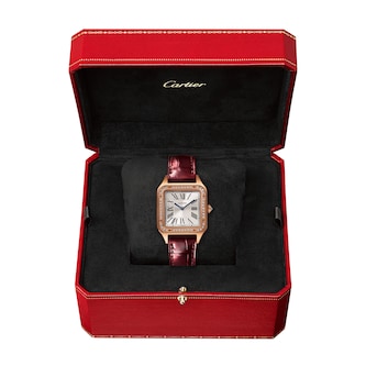 Cartier Santos-Dumont Watch Small Model, Rose Gold, Diamonds, Leather Strap Cartier Santos-Dumont Watch Small Model, Rose Gold, Diamonds, Leather Strap