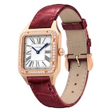 Cartier Santos-Dumont Watch Small Model, Rose Gold, Diamonds, Leather Strap