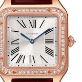 Cartier Santos-Dumont Watch Small Model, Rose Gold, Diamonds, Leather Strap