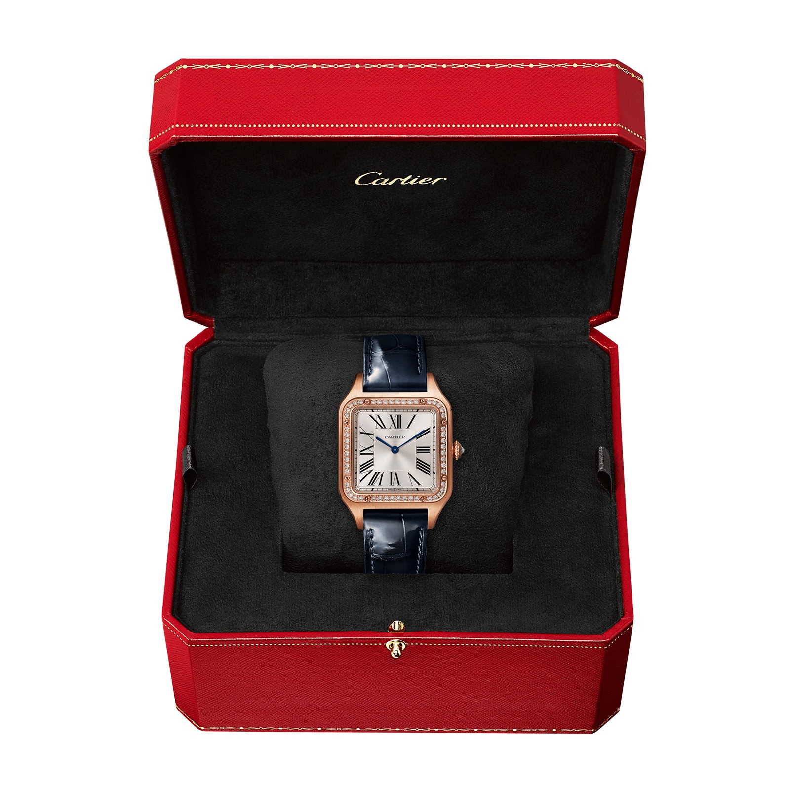 Cartier Santos Dumont Watch Large Model Rose Gold Diamonds