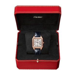 Cartier Santos-Dumont Watch Large Model, Rose Gold, Diamonds, Leather Strap