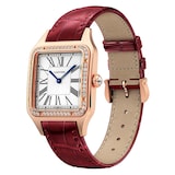 Cartier Santos-Dumont Watch Large Model, Rose Gold, Diamonds, Leather Strap