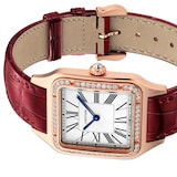 Cartier Santos-Dumont Watch Large Model, Rose Gold, Diamonds, Leather Strap