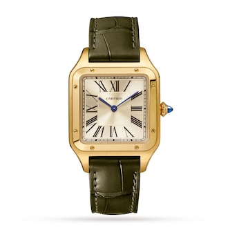 Cartier Santos-dumont Watch Large Model, Hand-wound Mechanical Movement, Yellow Gold, Leather