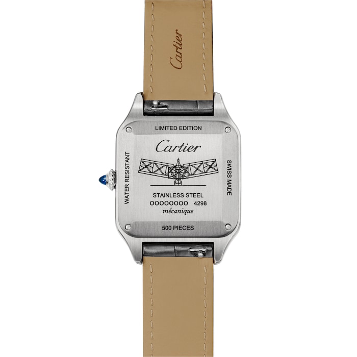 Cartier Santos-Dumont Watch Large Model, Hand-Wound Mechanical Movement, Yellow Gold, Steel, Leather