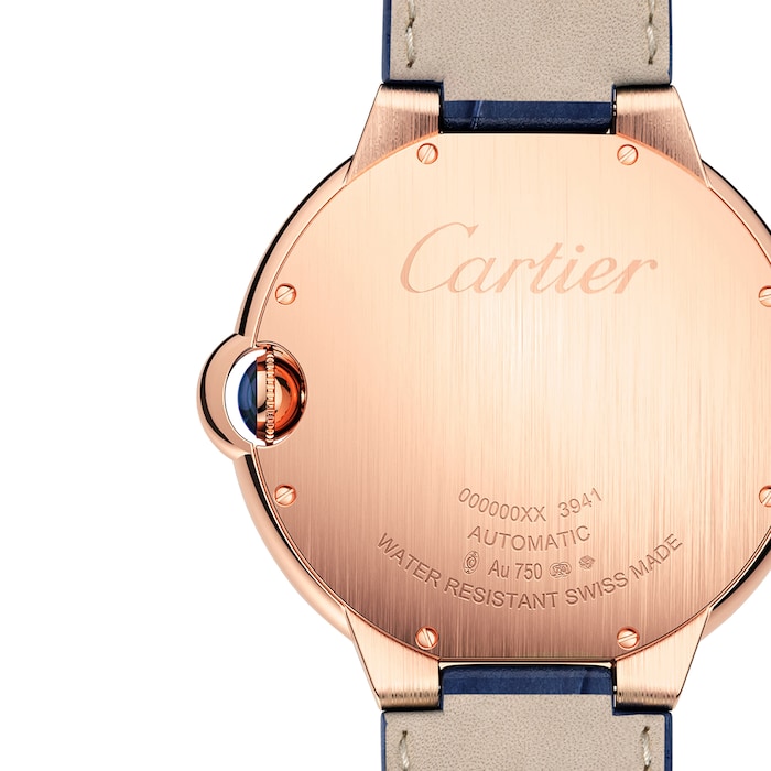 Cartier Ballon Bleu de watch 42 mm, 18K rose gold, leather