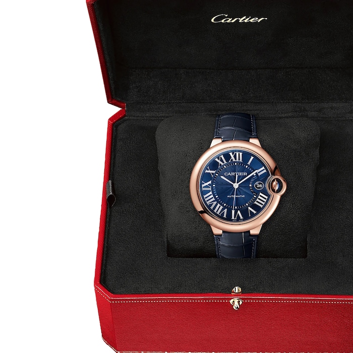 Cartier Ballon Bleu de watch 42 mm, 18K rose gold, leather