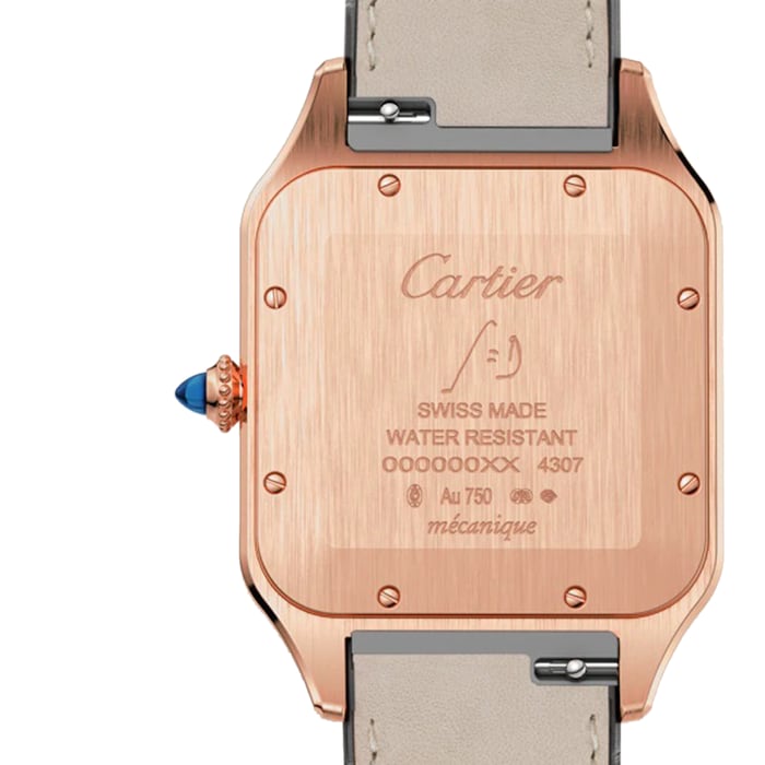 Cartier Santos-Dumont Watch Extra-Large Model, Rose Gold, Leather Strap