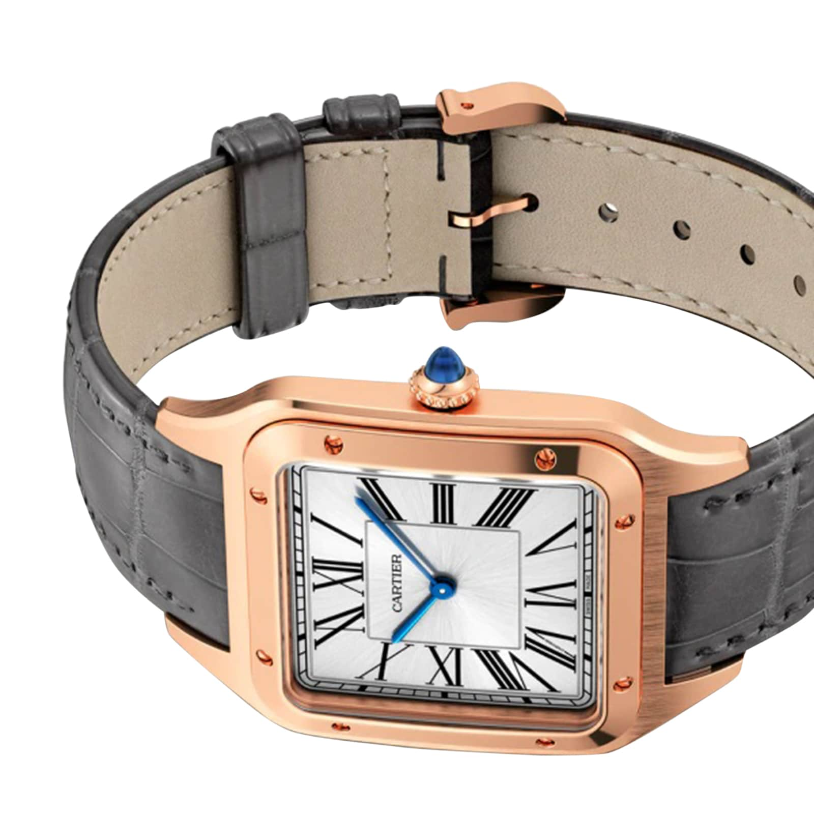 Cartier Santos Dumont Watch Extra Large Model Rose Gold Leather