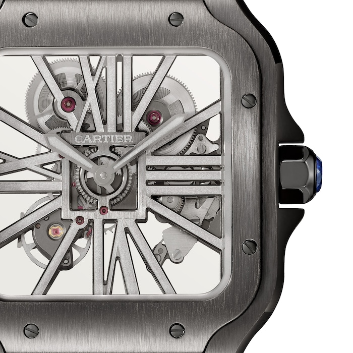 Cartier Santos De Cartier Skeleton Watch, Large Model, Manufacture Mechanical Movement With Manual Winding