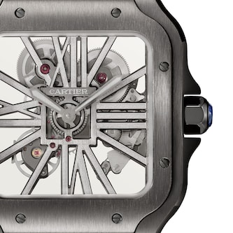 Cartier Santos De Cartier Skeleton Watch, Large Model, Manufacture Mechanical Movement With Manual Winding Cartier Santos De Cartier Skeleton Watch, Large Model, Manufacture Mechanical Movement With Manual Winding