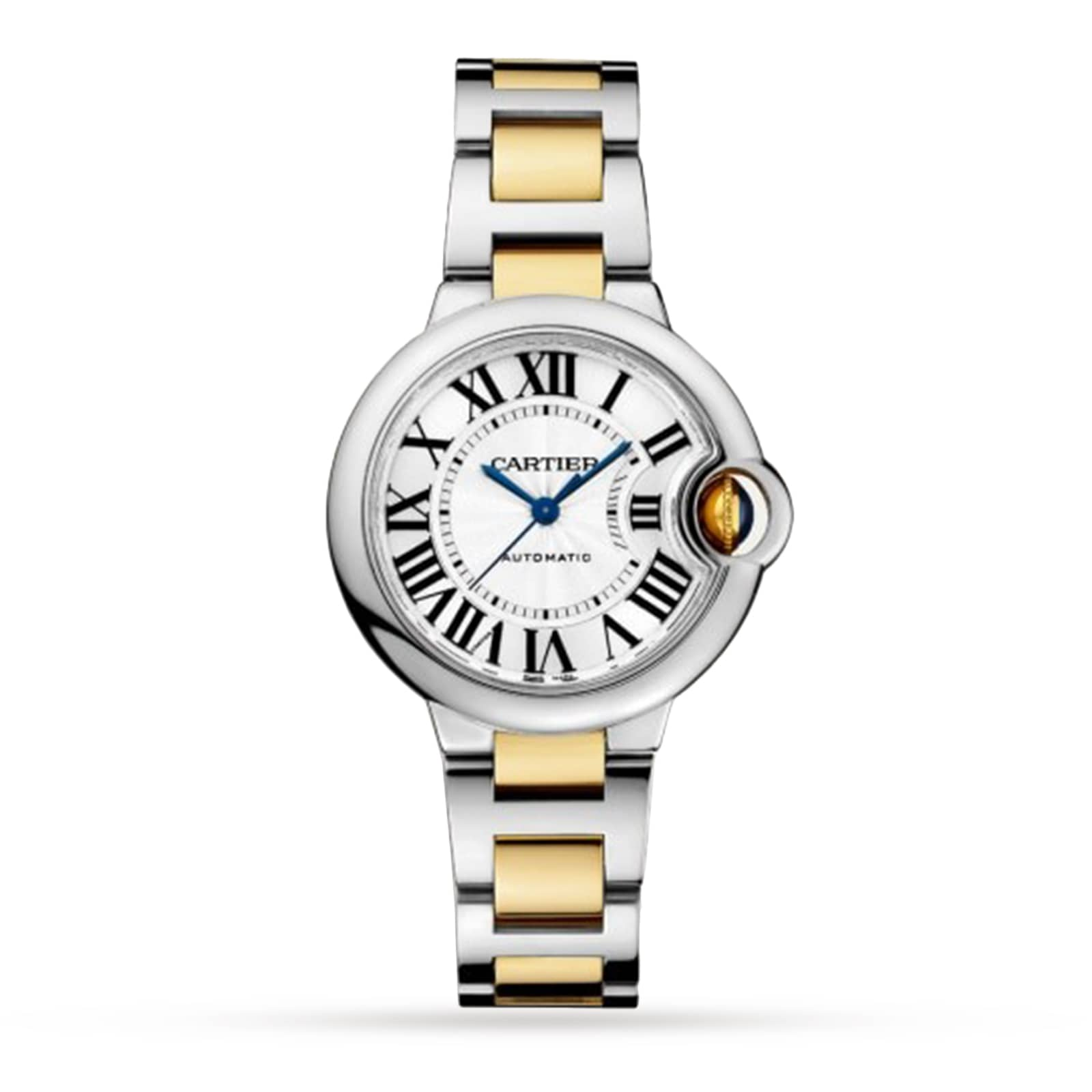 Ballon Bleu De Cartier Watch 33mm Mechanical Movement With Automatic Winding Yellow Gold Steel