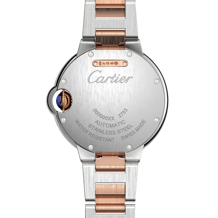 Cartier Ballon Bleu de Cartier watch, 33 mm, mechanical movement with automatic winding. Steel case, rose gold