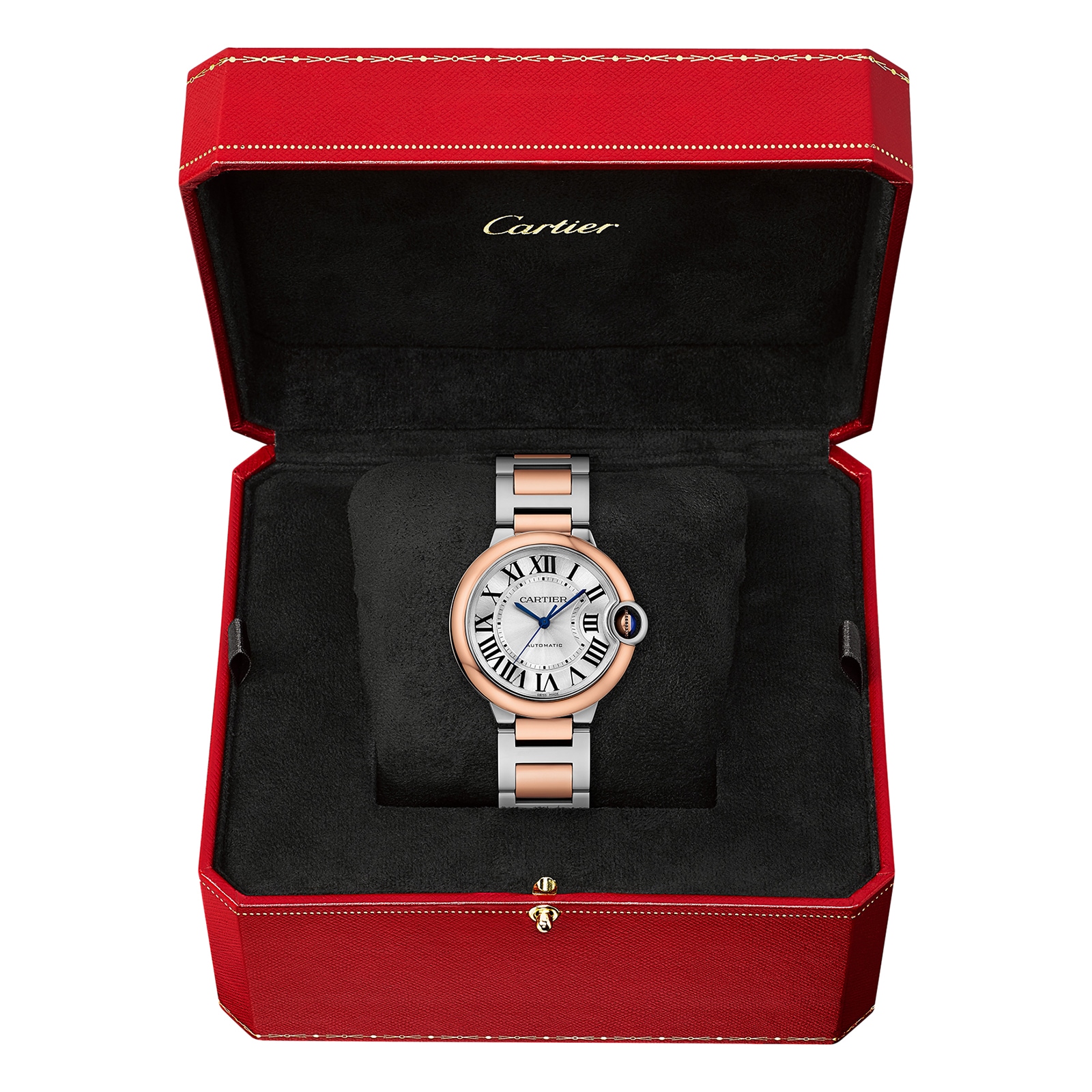 Cartier Ballon Bleu De Cartier Watch, 36 Mm, Mechanical Movement With Automatic Winding. Steel Case, Rose Gold Cartier Ballon Bleu De Cartier Watch, 36 Mm, Mechanical Movement With Automatic Winding. Steel Case, Rose Gold