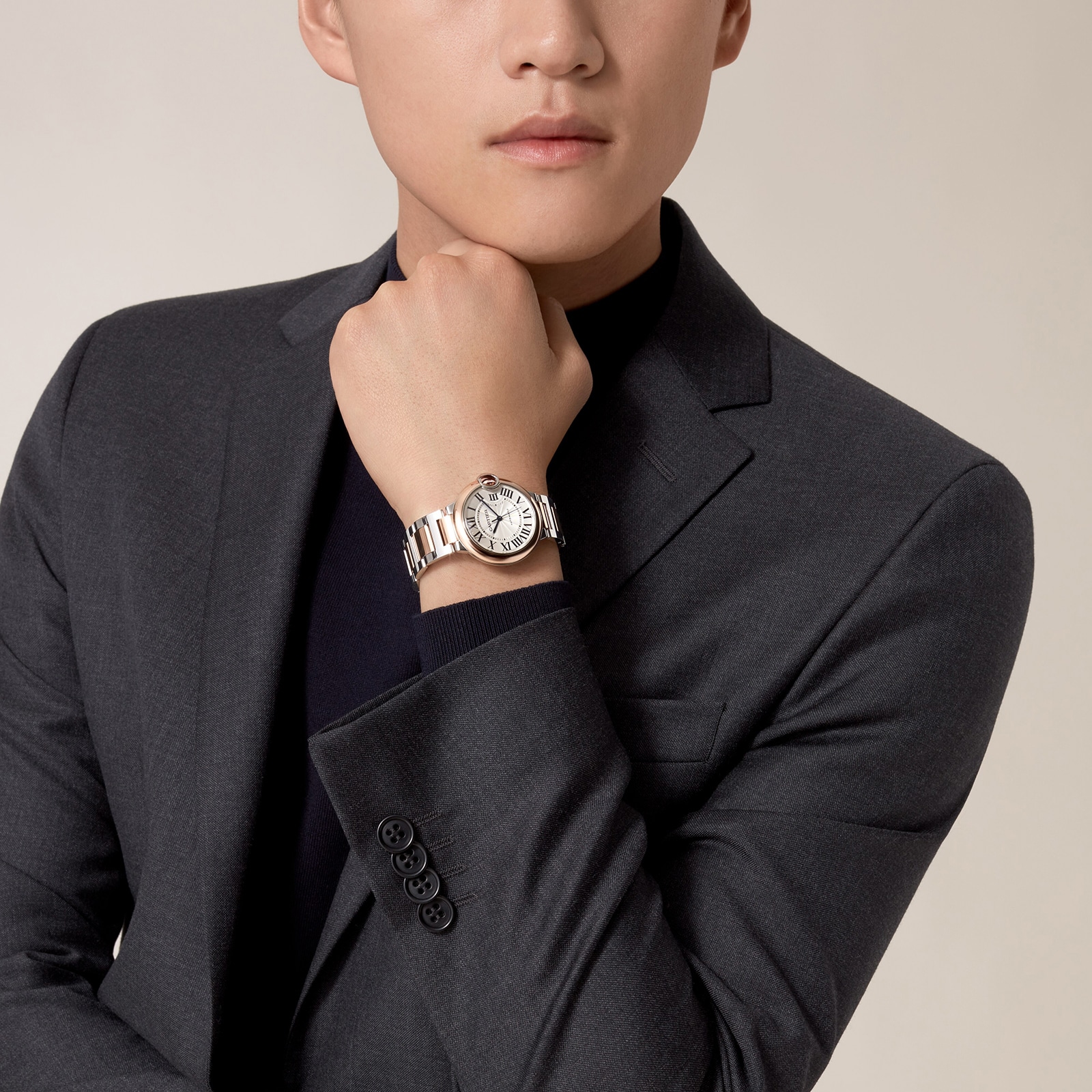 Cartier Ballon Bleu De Cartier Watch, 36 Mm, Mechanical Movement With Automatic Winding. Steel Case, Rose Gold Cartier Ballon Bleu De Cartier Watch, 36 Mm, Mechanical Movement With Automatic Winding. Steel Case, Rose Gold