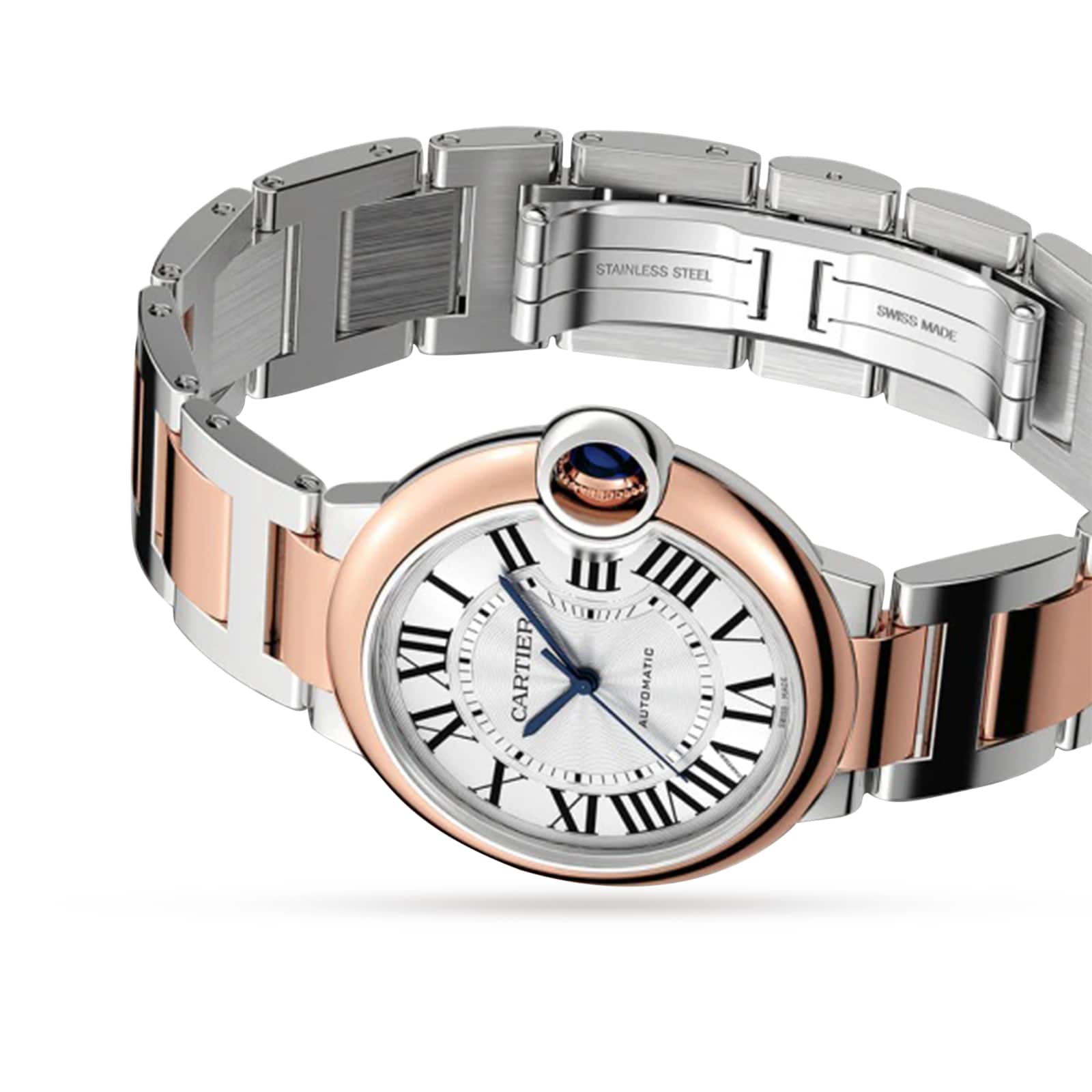 Cartier Ballon Bleu De Cartier Watch, 36 Mm, Mechanical Movement With Automatic Winding. Steel Case, Rose Gold Cartier Ballon Bleu De Cartier Watch, 36 Mm, Mechanical Movement With Automatic Winding. Steel Case, Rose Gold