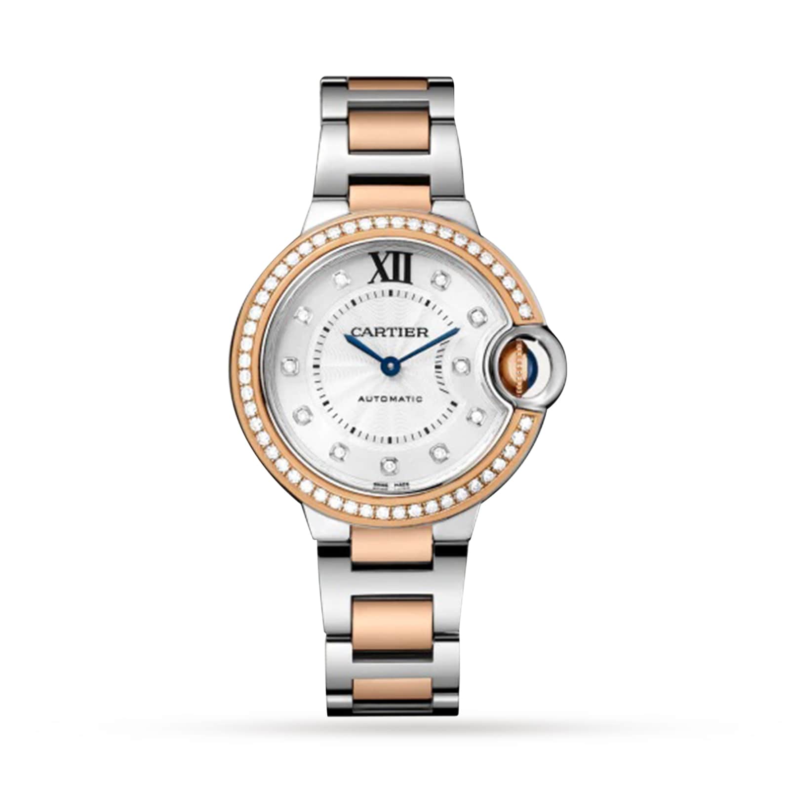 Cartier Ballon Bleu De Cartier Watch, 33mm, Mechanical Movement With Automatic Winding, Steel, Rose Gold Cartier Ballon Bleu De Cartier Watch, 33mm, Mechanical Movement With Automatic Winding, Steel, Rose Gold