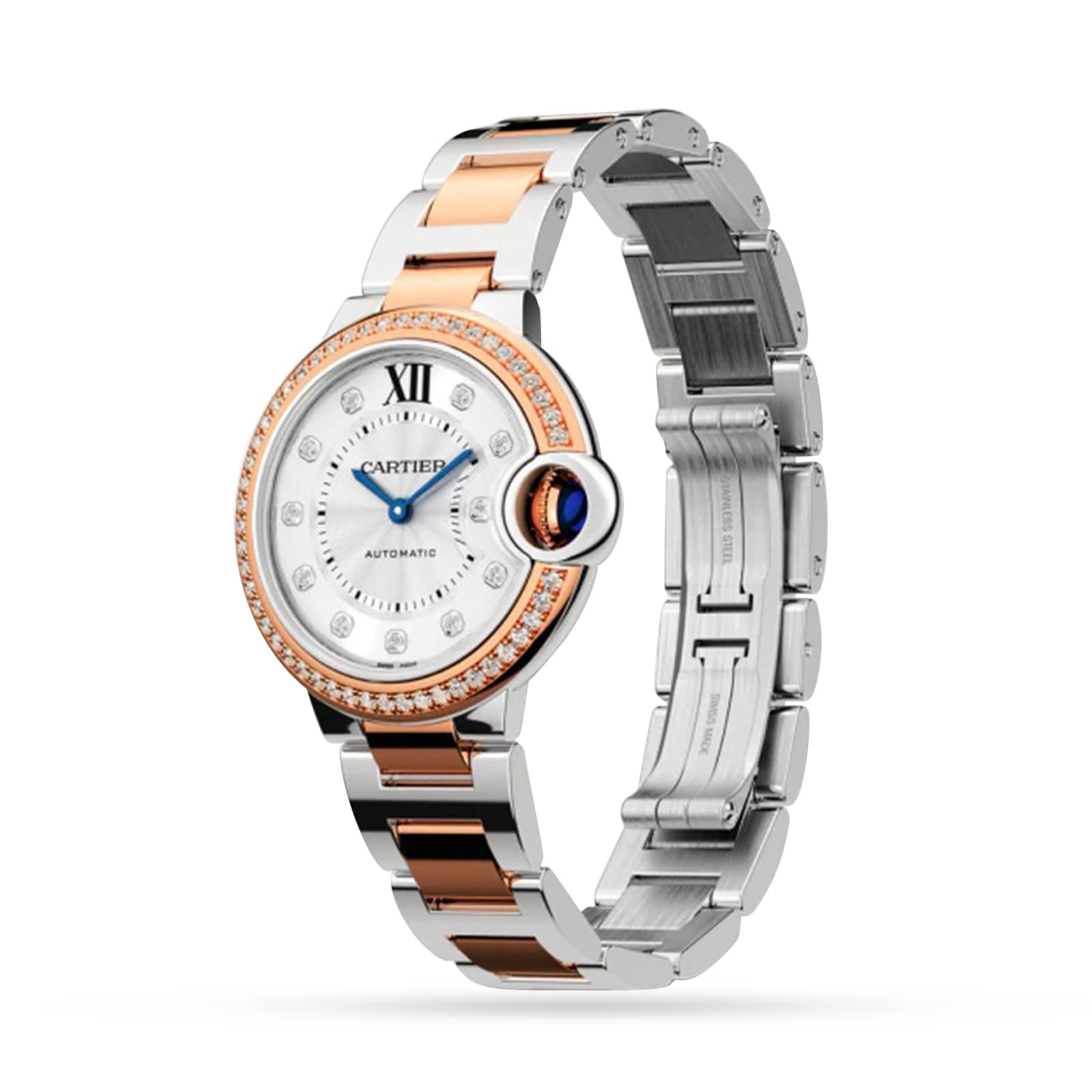 Cartier Ballon Bleu De Cartier Watch, 33mm, Mechanical Movement With Automatic Winding, Steel, Rose Gold Cartier Ballon Bleu De Cartier Watch, 33mm, Mechanical Movement With Automatic Winding, Steel, Rose Gold