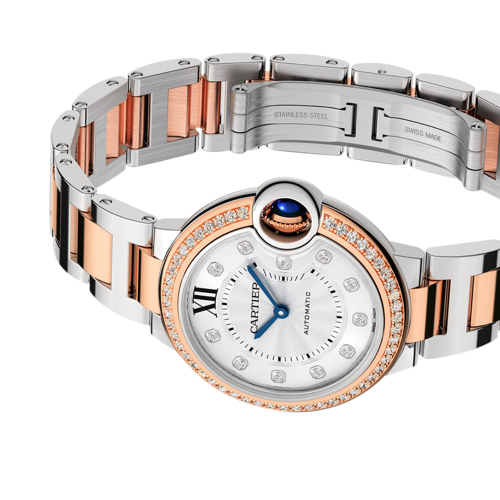 Cartier Ballon Bleu De Cartier Watch, 33mm, Mechanical Movement With Automatic Winding, Steel, Rose Gold Cartier Ballon Bleu De Cartier Watch, 33mm, Mechanical Movement With Automatic Winding, Steel, Rose Gold