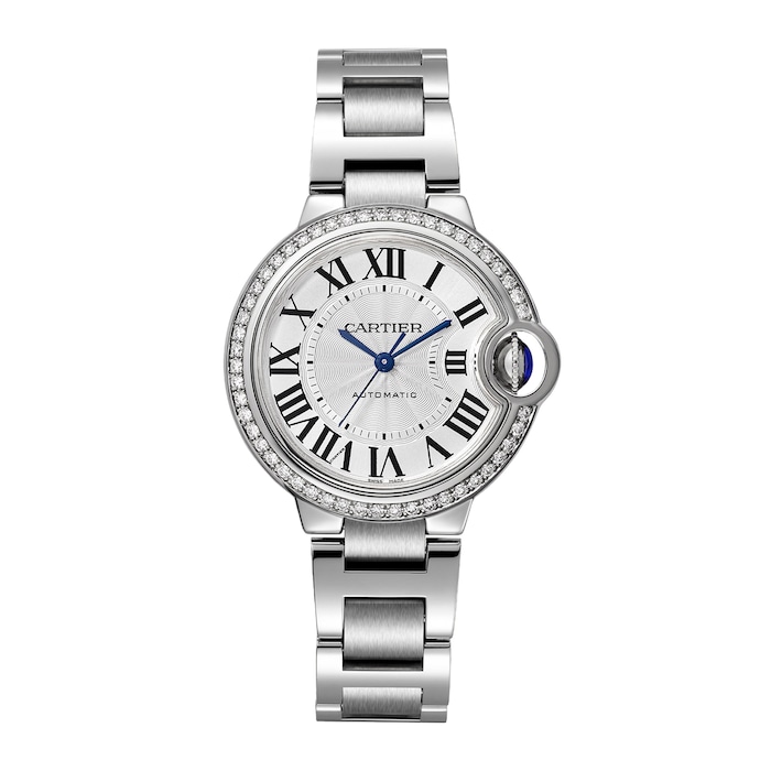 Cartier Ballon Bleu De Cartier Watch, 33mm, Mechanical Movement With Automatic Winding, Steel, Diamonds