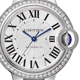 Cartier Ballon Bleu De Cartier Watch, 33mm, Mechanical Movement With Automatic Winding, Steel, Diamonds
