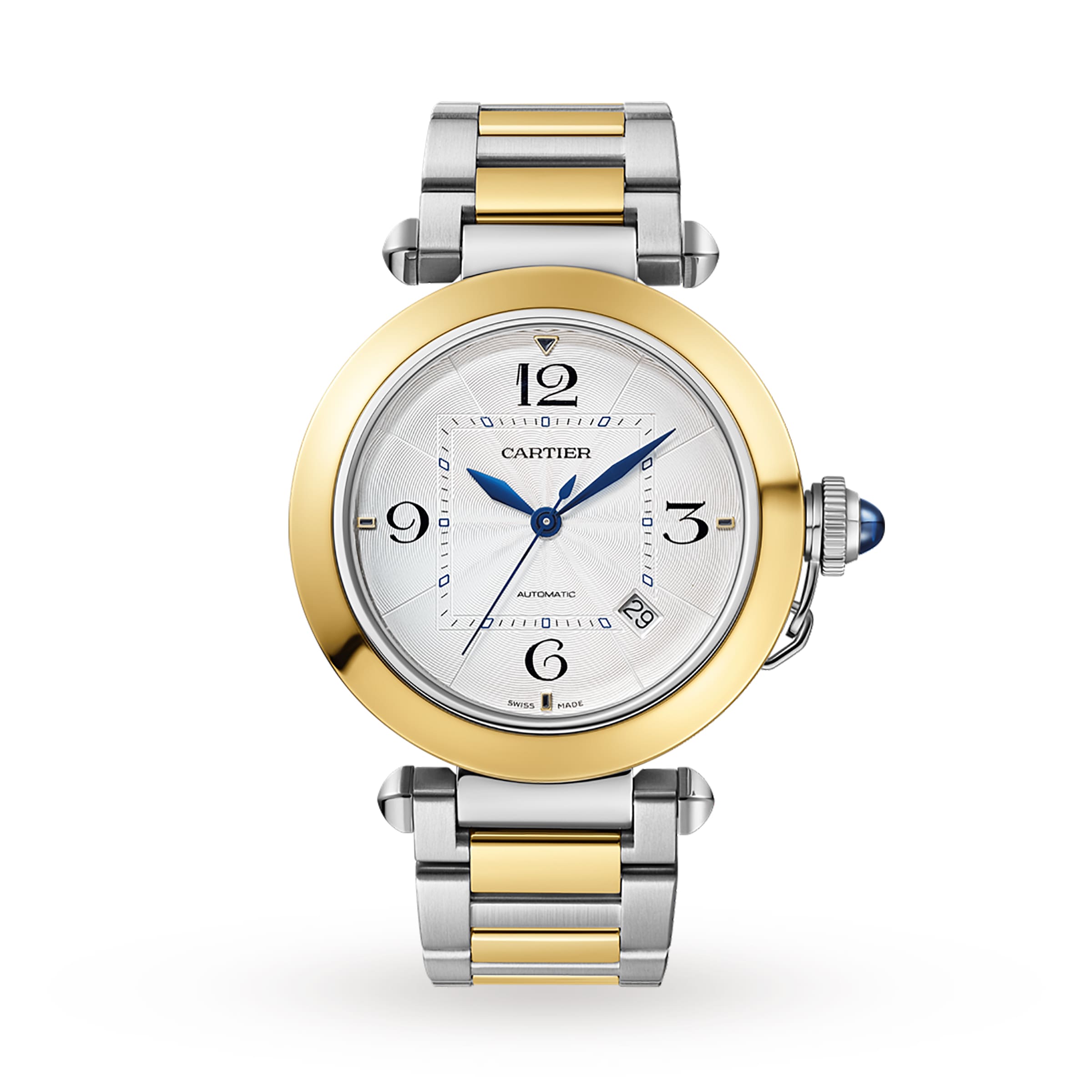 Pasha De Cartier 41mm Automatic Movement Yellow Gold And Steel Interchangeable Metal And Leather Straps