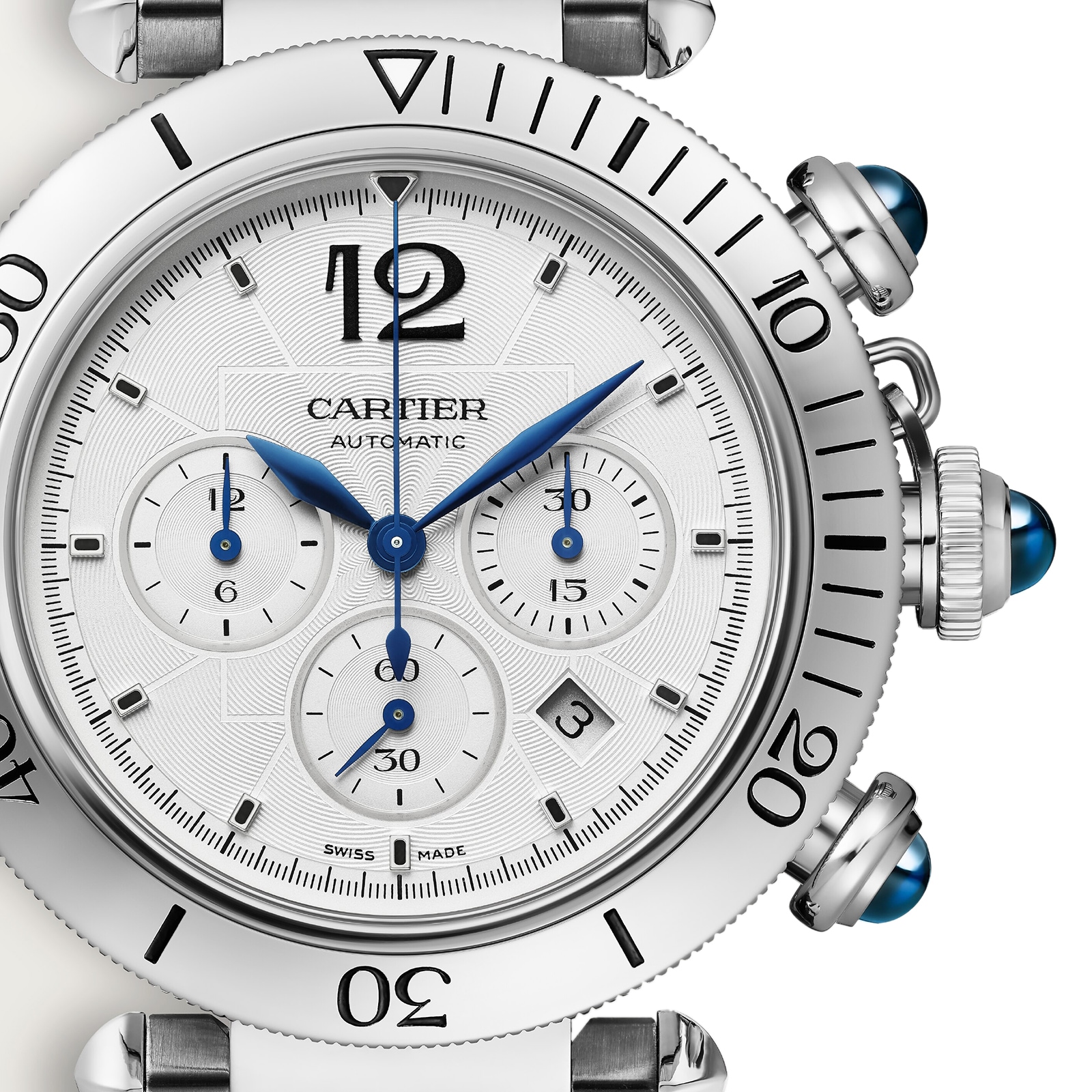 Cartier Pasha De Cartier 41mm, Chronograph, Automatic Movement, Steel, Interchangeable Metal And Leather Straps