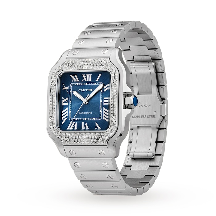 Cartier  Santos de Cartier watch, medium model, mechanical movement with automatic winding