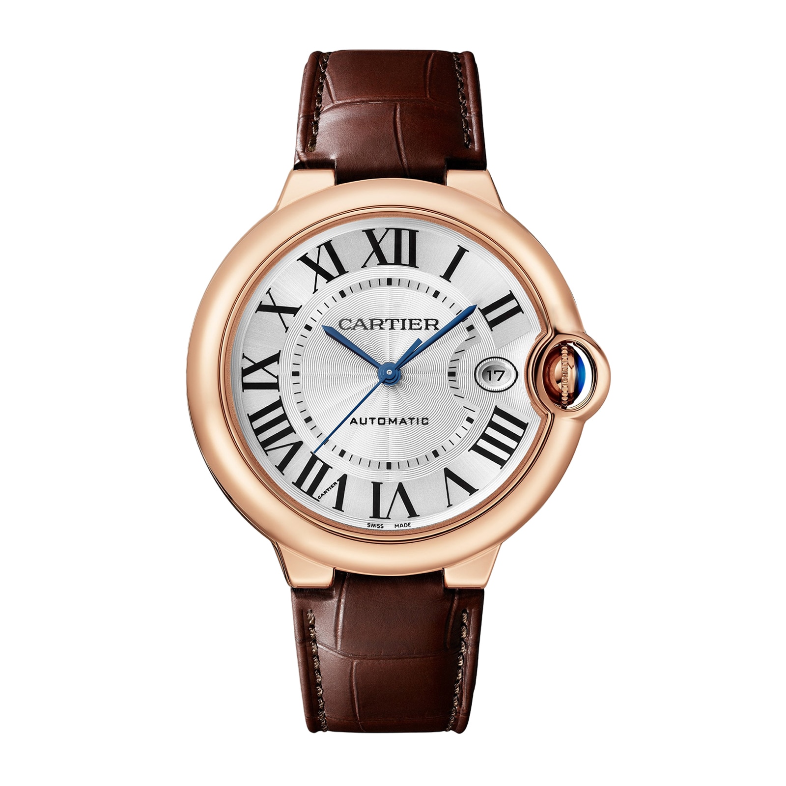 Ballon Bleu De Cartier Watch, 40mm, Automatic Movement, 18k Rose Gold, Leather