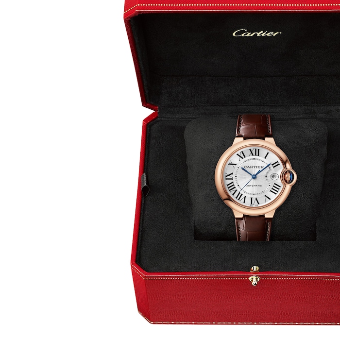 Cartier Ballon Bleu De Cartier Watch, 40mm, Automatic Movement, Rose Gold, Leather