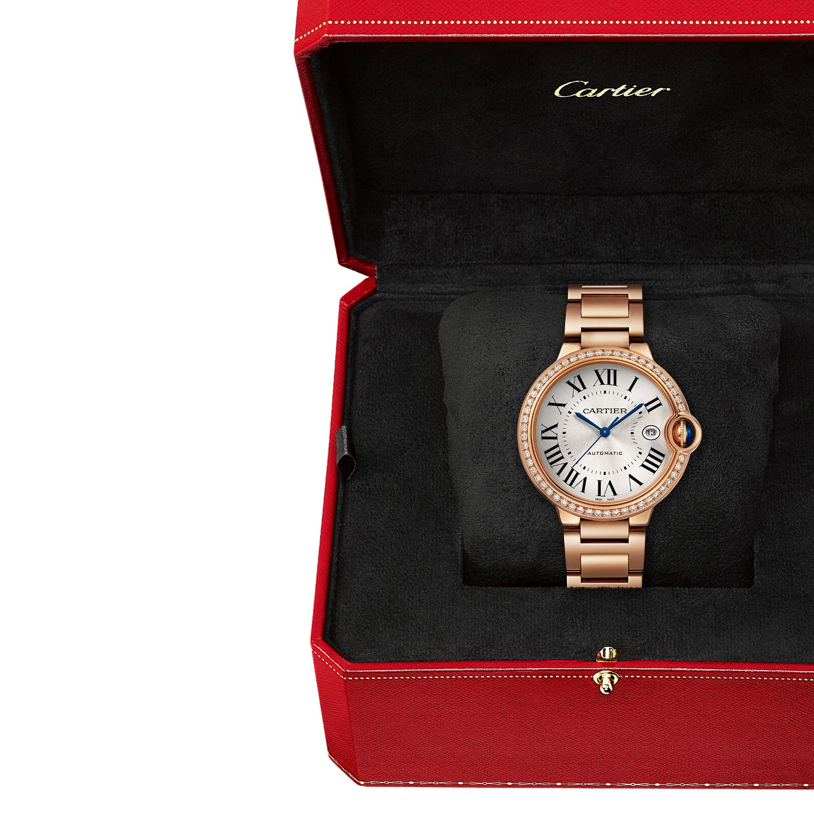 Cartier Ballon Bleu De Cartier Watch, 40mm, Automatic Movement, Rose Gold, Diamonds