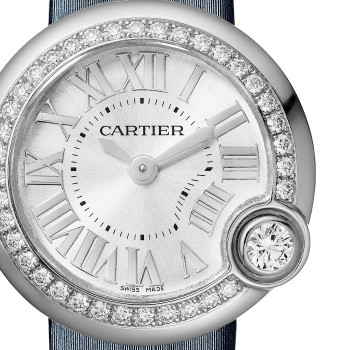 Cartier Ballon Blanc De Cartier Watch 26mm, Steel, Diamonds, Leather