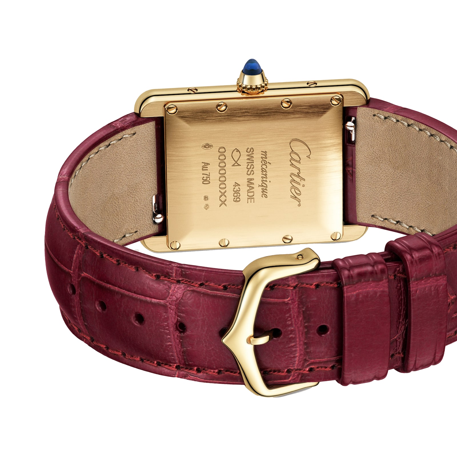 Cartier Tank Louis Cartier Watch, Large Model, Hand-Wound Mechanical Movement, Yellow Gold, Leather