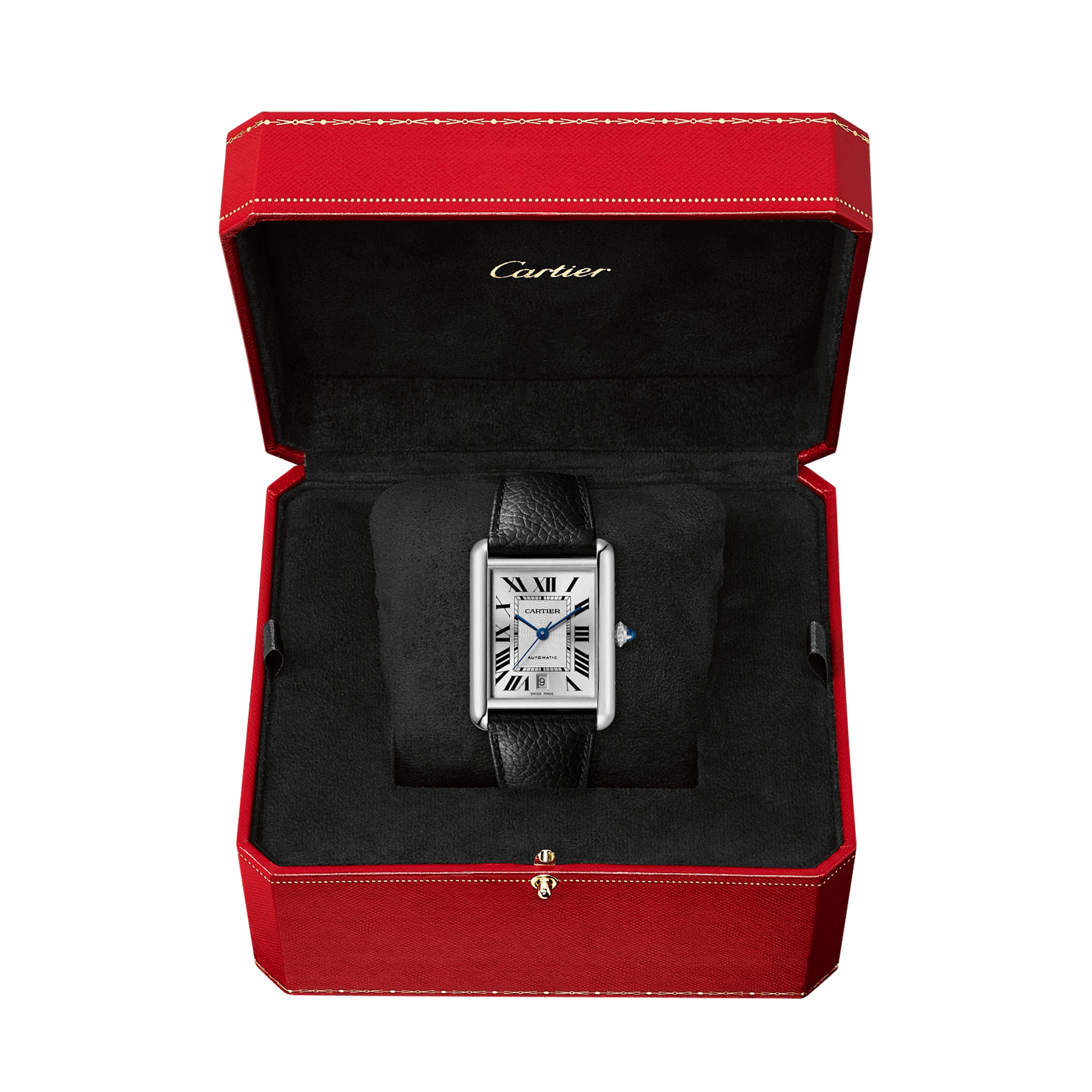 Cartier Tank Must, Extra-Large Model, Automatic Movement, Steel, Leather Cartier Tank Must, Extra-Large Model, Automatic Movement, Steel, Leather