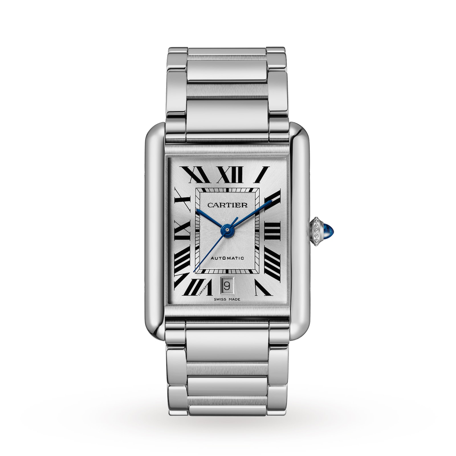 Cartier+Tank+White+Unisex+Adult+Stainless+Steel+Bracelet+Watch+-+