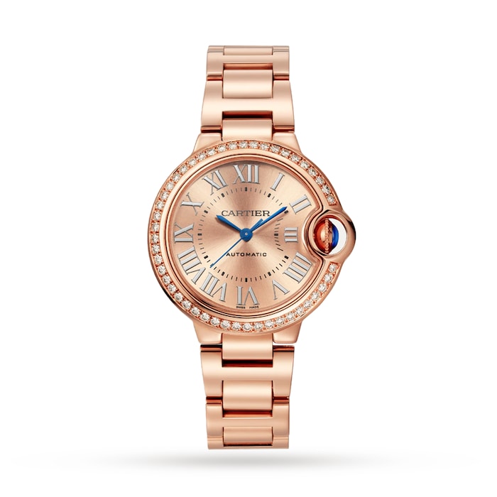 Cartier Ballon Bleu De Cartier Watch 33mm, Automatic Movement, Rose Gold, Diamonds