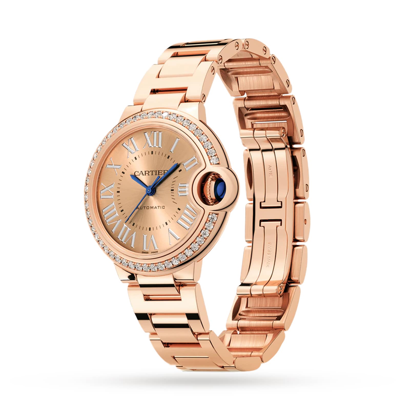 Cartier Ballon Bleu De Cartier Watch 33mm, Automatic Movement, Rose Gold, Diamonds Cartier Ballon Bleu De Cartier Watch 33mm, Automatic Movement, Rose Gold, Diamonds