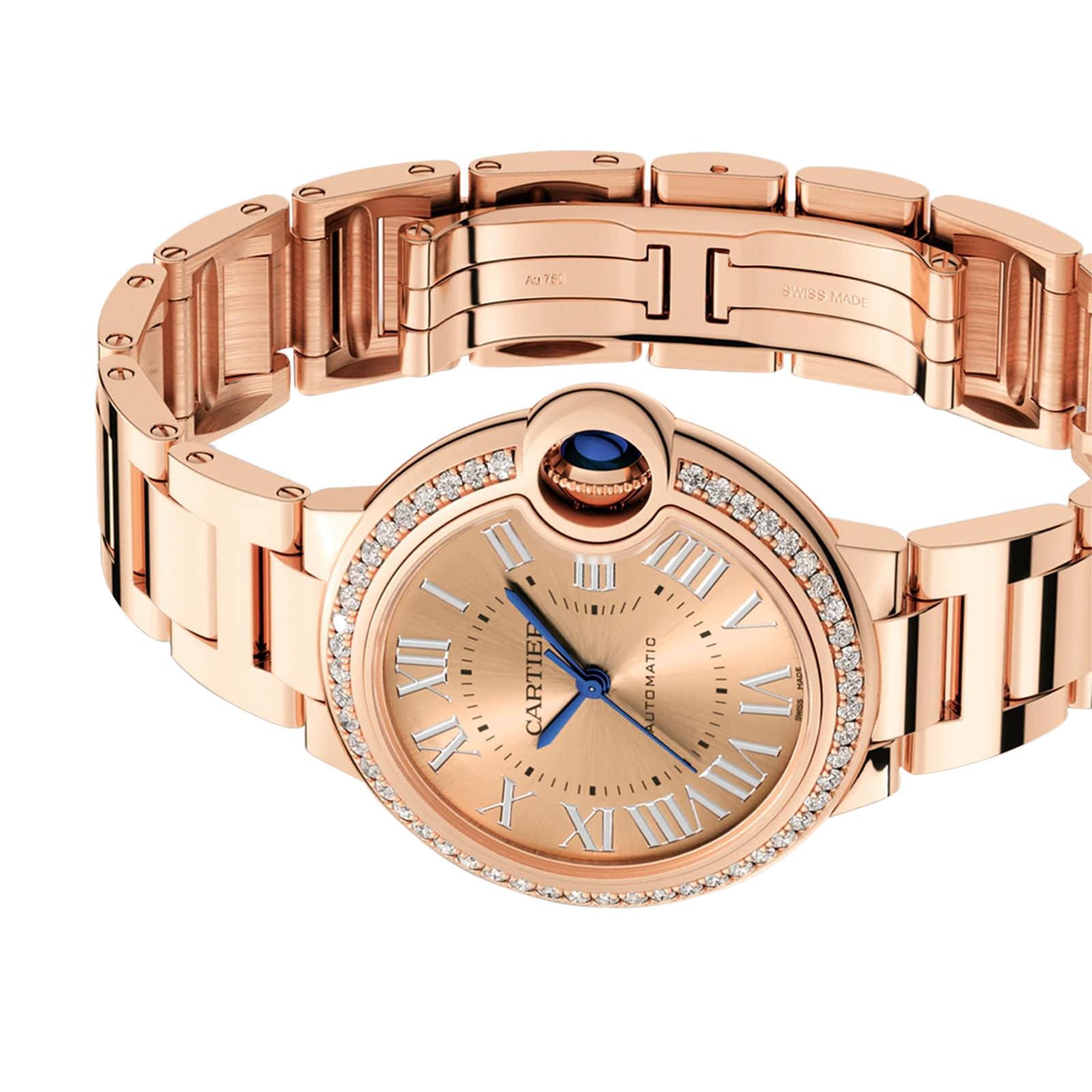 Cartier Ballon Bleu De Cartier Watch 33mm, Automatic Movement, Rose Gold, Diamonds Cartier Ballon Bleu De Cartier Watch 33mm, Automatic Movement, Rose Gold, Diamonds