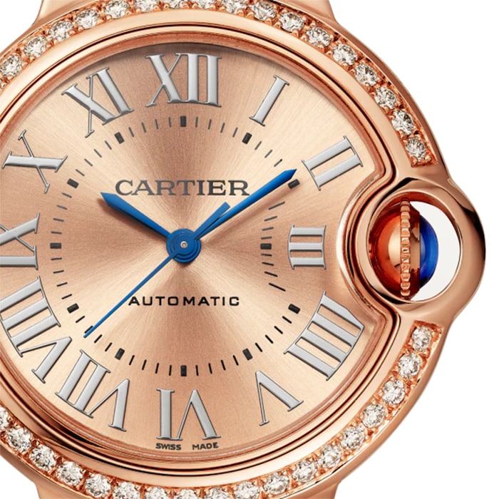 Cartier Ballon Bleu De Cartier Watch 33mm, Automatic Movement, Rose Gold, Diamonds