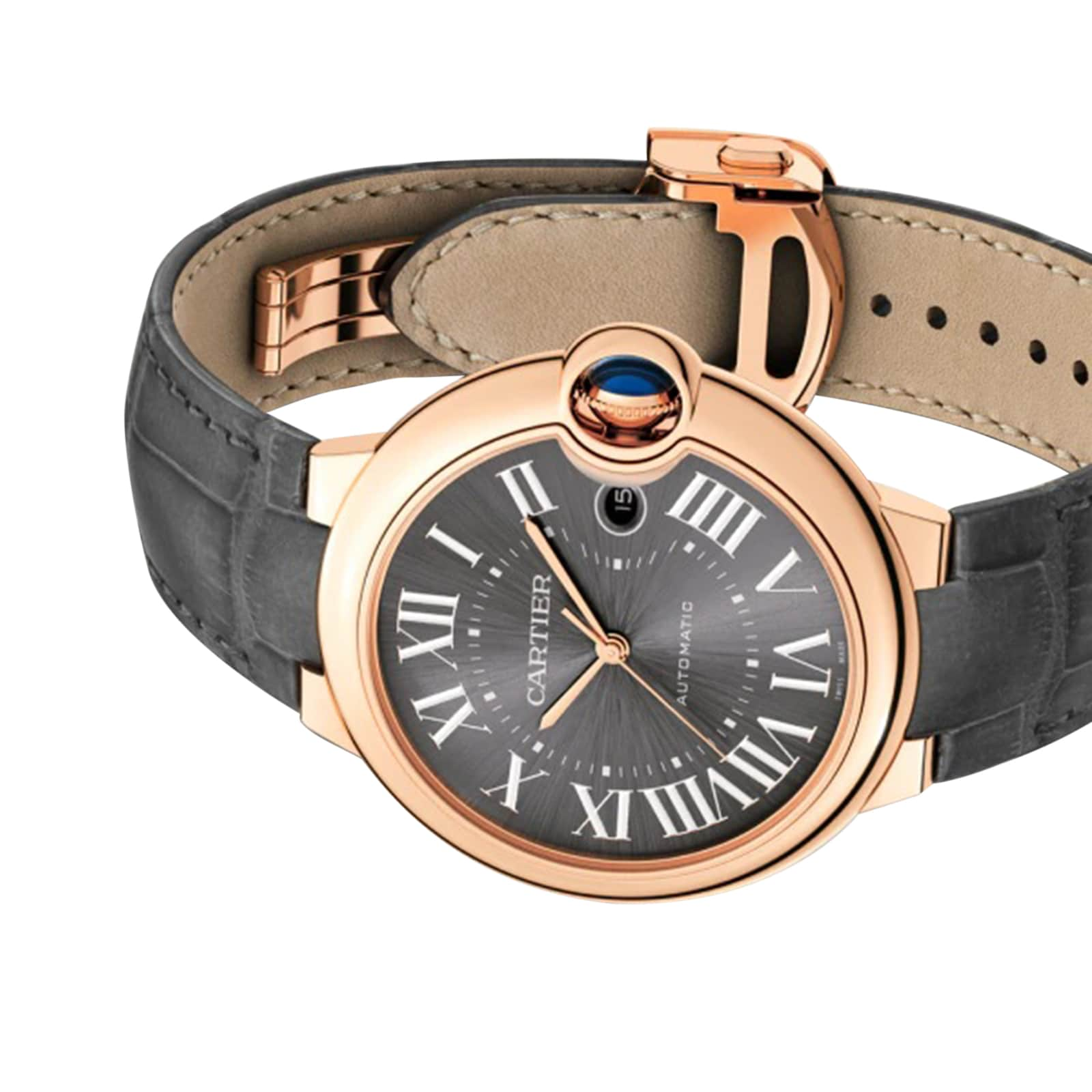 Ballon Bleu De Cartier Watch 40mm Automatic Movement Rose Gold Leather