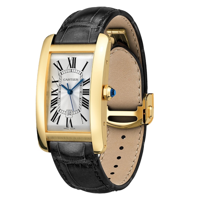 Cartier Tank Américaine Watch Large Model, Yellow Gold, Leather