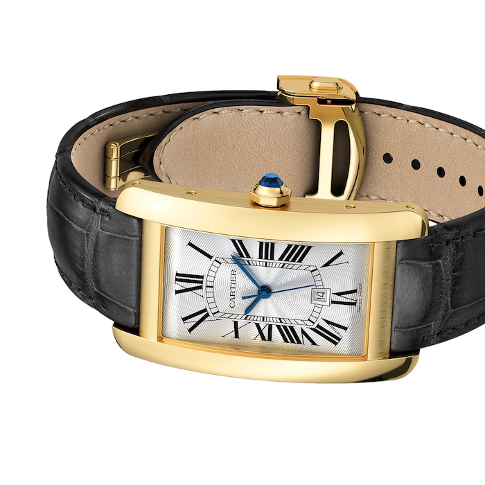 Cartier Tank Américaine Watch Large Model, Yellow Gold, Leather