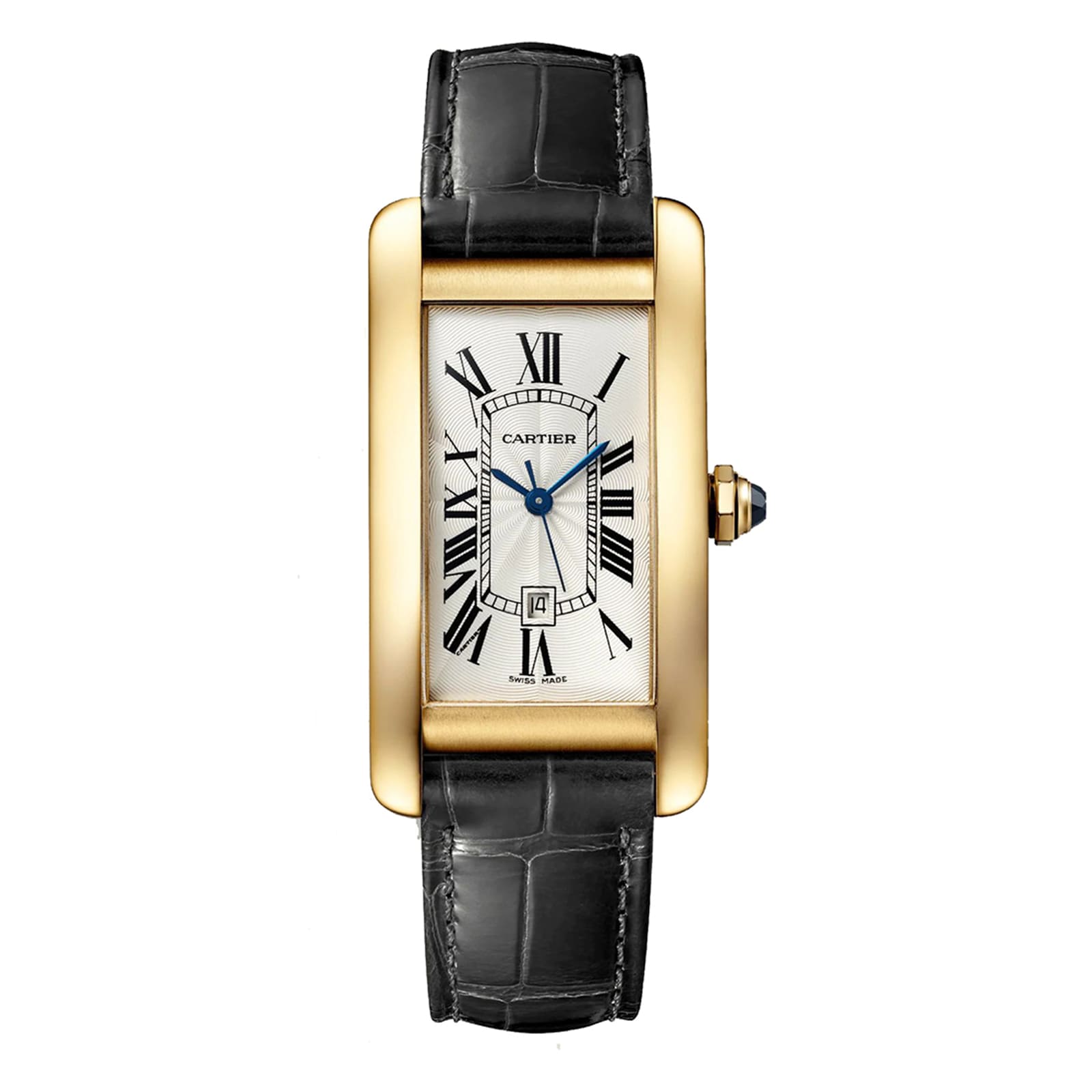 Cartier Tank Am ricaine Watch Medium Model Yellow Gold Leather