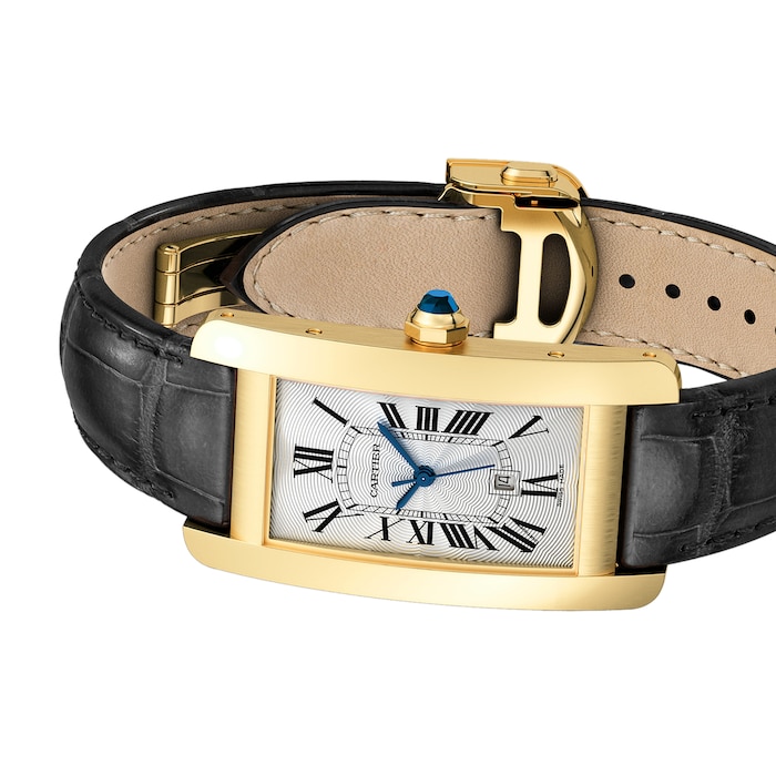 Cartier Tank Américaine Watch Medium Model, Yellow Gold, Leather