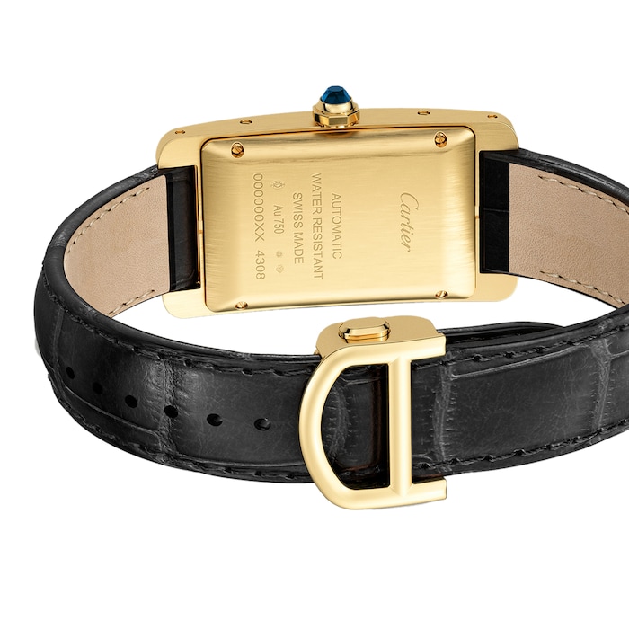 Cartier Tank Américaine Watch Medium Model, Yellow Gold, Leather