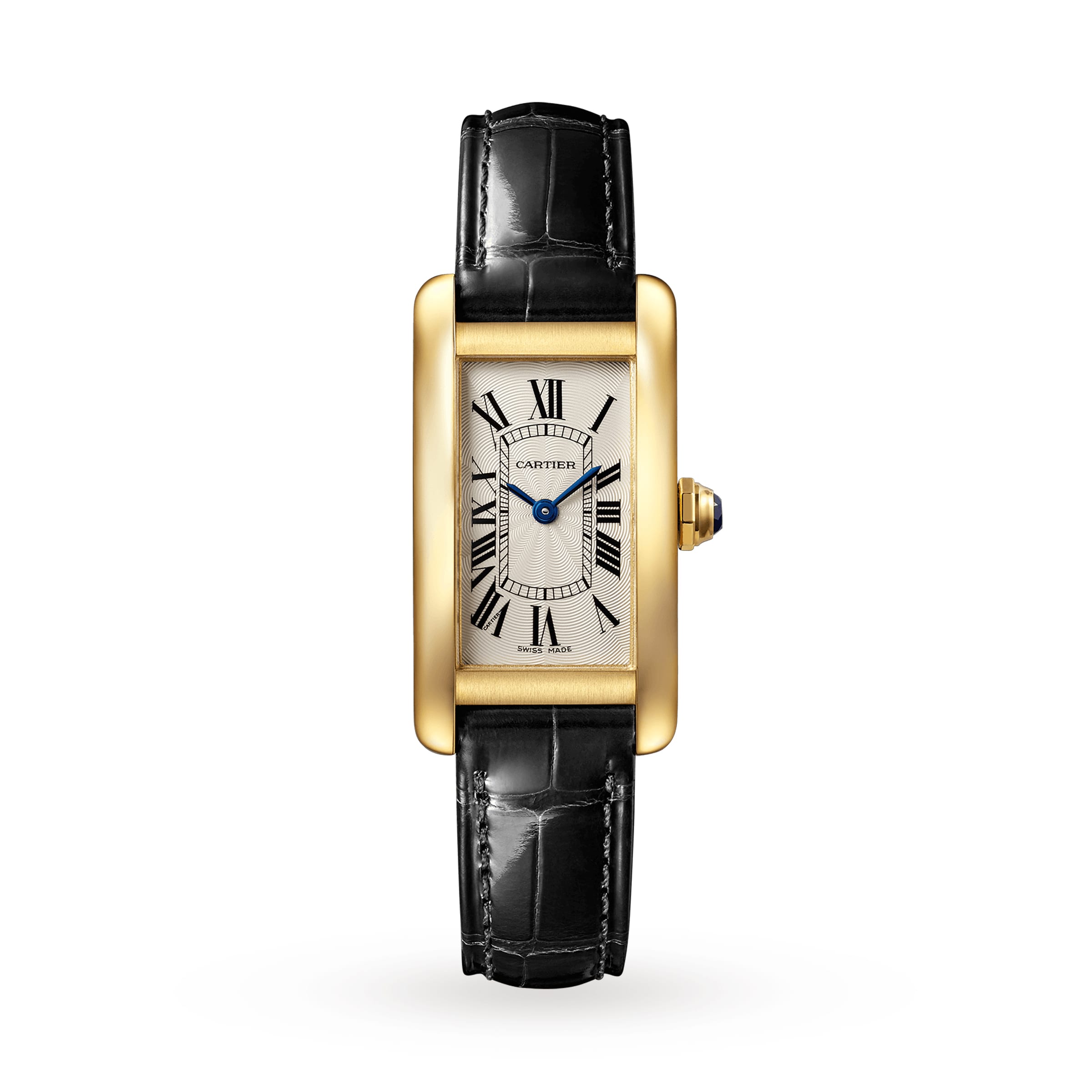 Tank Américaine Watch Small Model, Yellow Gold, Leather