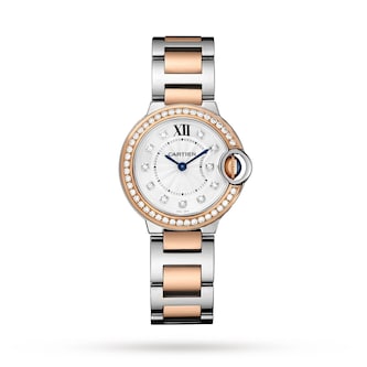 Cartier Ballon Bleu De Cartier Watch 28mm, Rose Gold, Steel, Diamonds