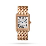 Cartier Tank Louis Cartier Watch Large Model, Hand-Wound Mechanical Movement, Rose Gold, Diamonds