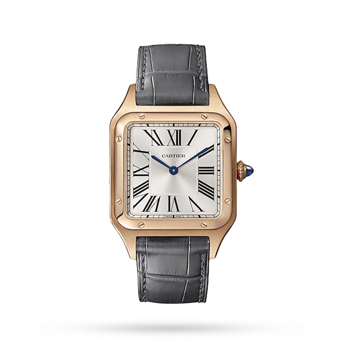 Cartier Santos-Dumont Watch Large Model, Quartz Movement, Rose Gold, Leather